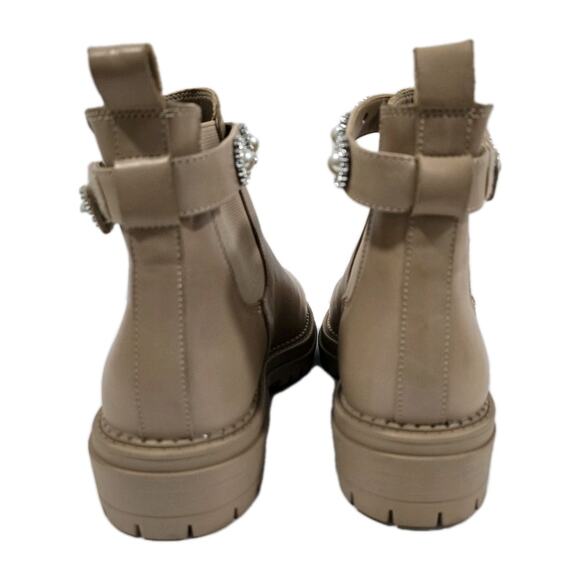 Copper Key Pearl Rhinestone Leather Chelsea Boot Tan Size 9.0 - Picture 8 of 12